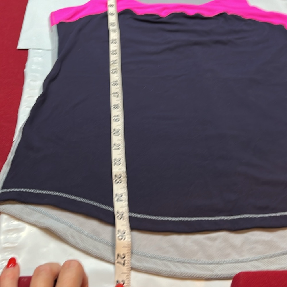 Lululemon First Base TANK TOP, bright Pink BLUE gray SOFT 18”pit to pit Medium M - Picture 3 of 10